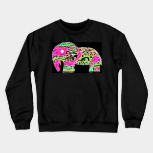 elephant in rainbow folk arts ecopop Crewneck Sweatshirt